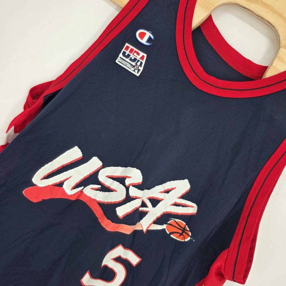 Vintage 1996 USA Olympic Jersey Team Grant Hill Champion Basketball Sz 48 Large